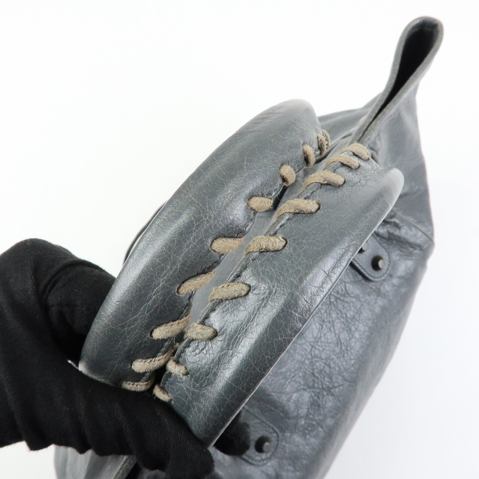 BALENCIAGA The Sunday Leather Tote Bag Hand Bag Gray 228750