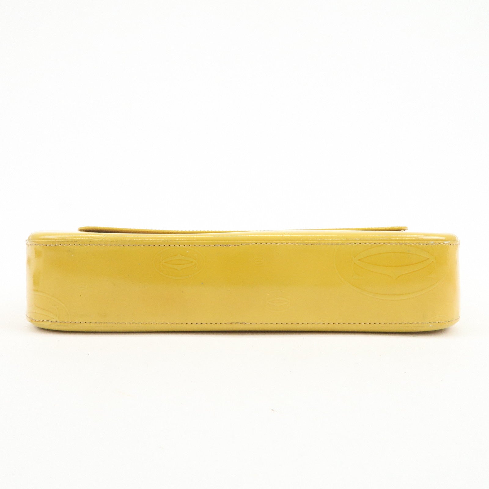 Cartier Happy Birthday Patent Leather Shoulder Bag Hand Bag Yellow