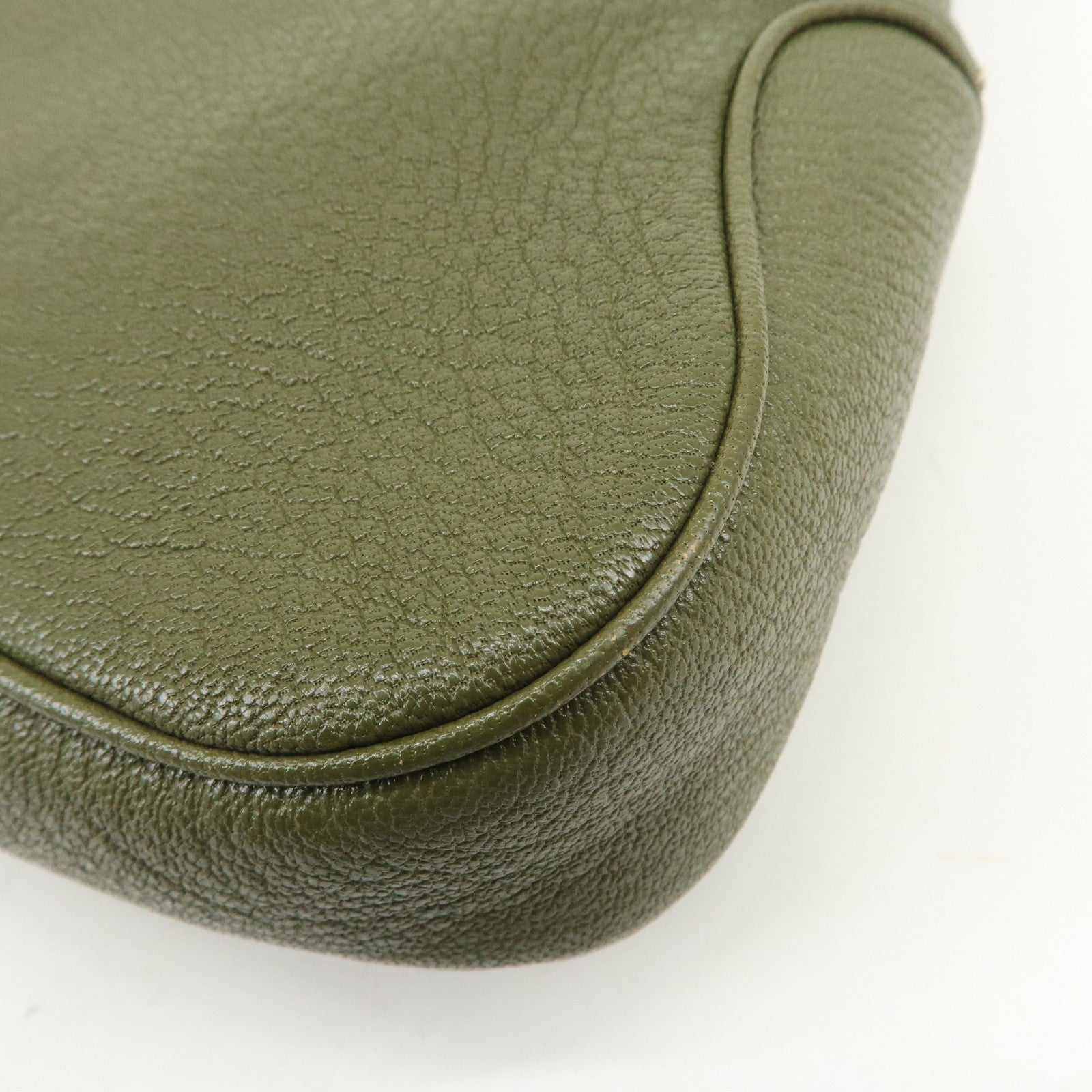 Ferragamo Logo Leather Shoulder Bag Hand Bag Khaki