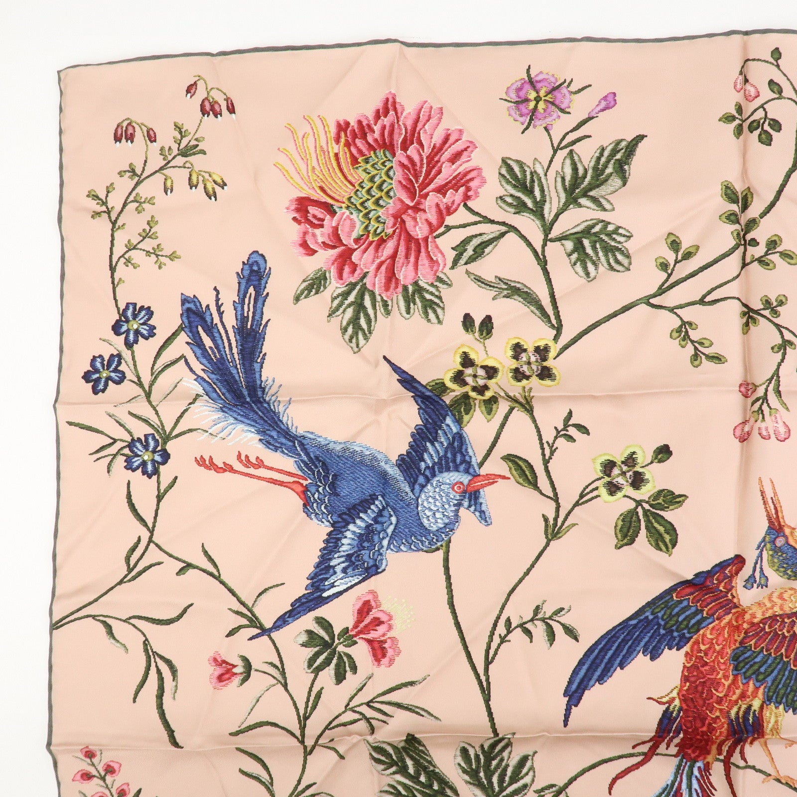 Christian Dior Logo Silk 100%  Bird-and-Flower Scarf Pink