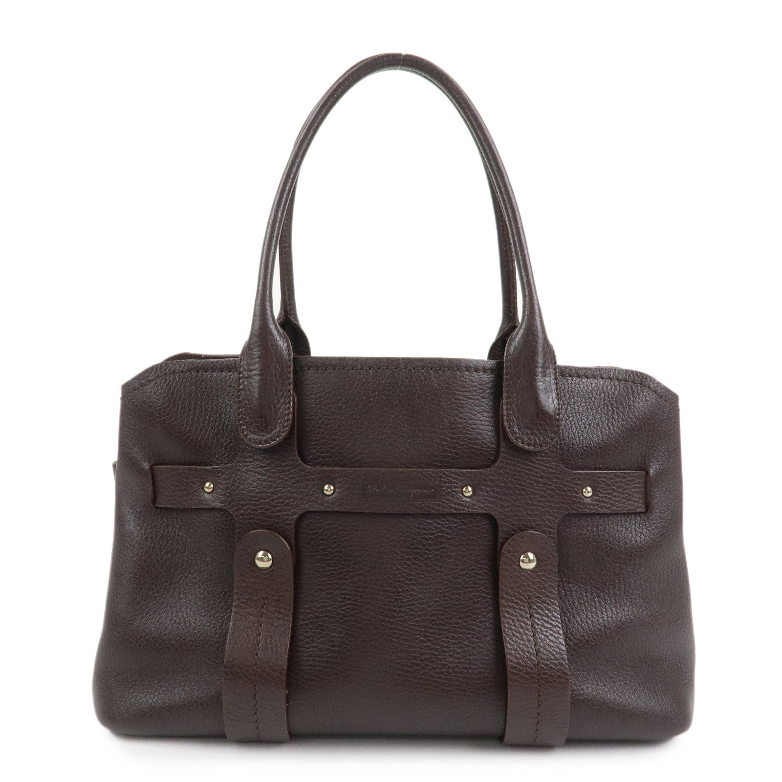 Ferragamo Logo Leather Tote Bag Shoulder Bag Brown