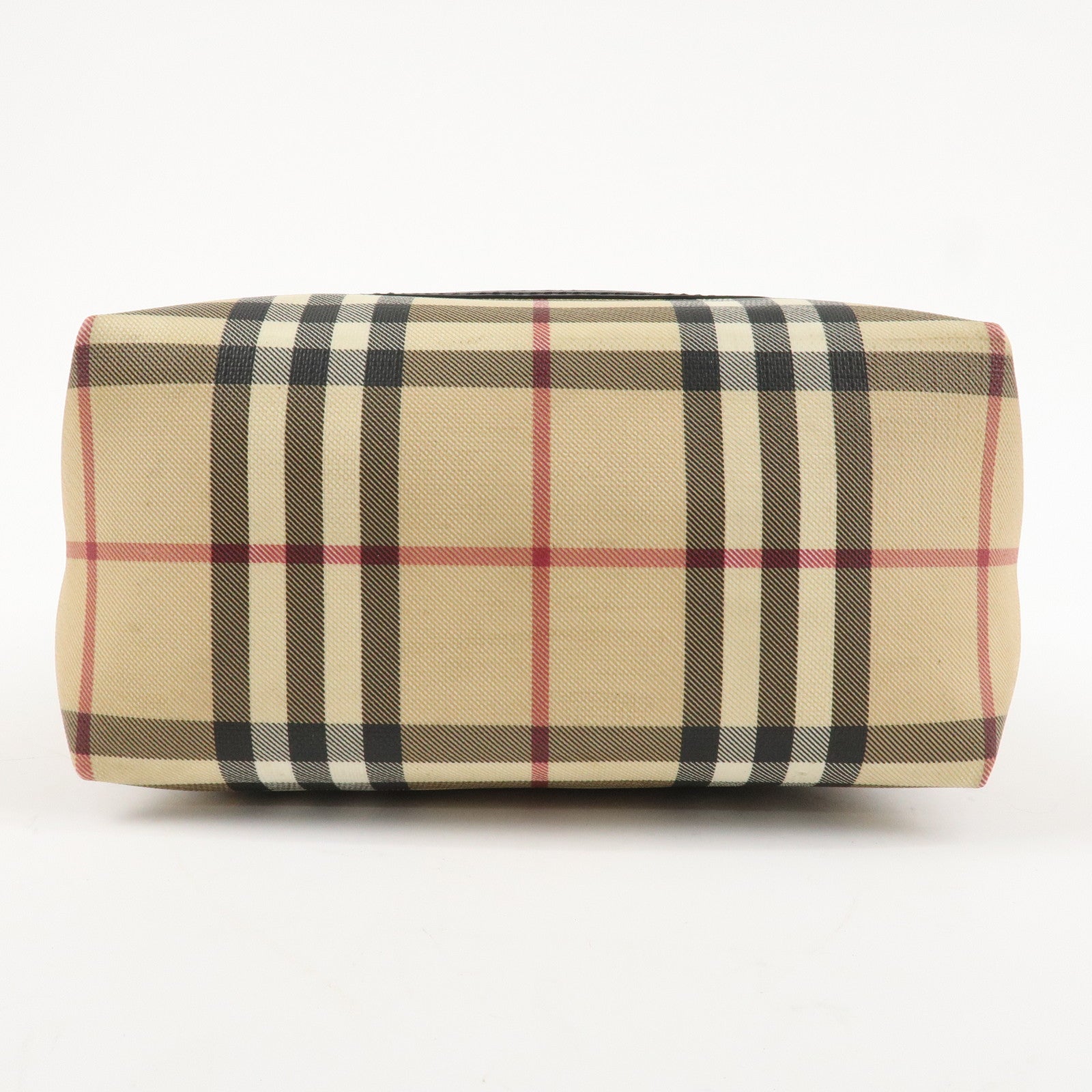 BURBERRY Nova Plaid Canvas Leather Shoulder Bag Hand Bag Beige Black Used
