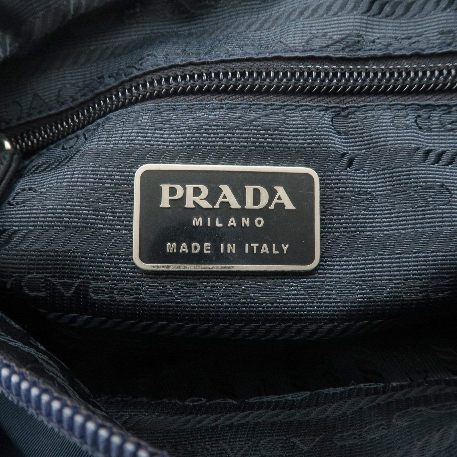 PRADA Triangle Logo Nylon Leather Shoulder Bag Crossbody Bag Navy