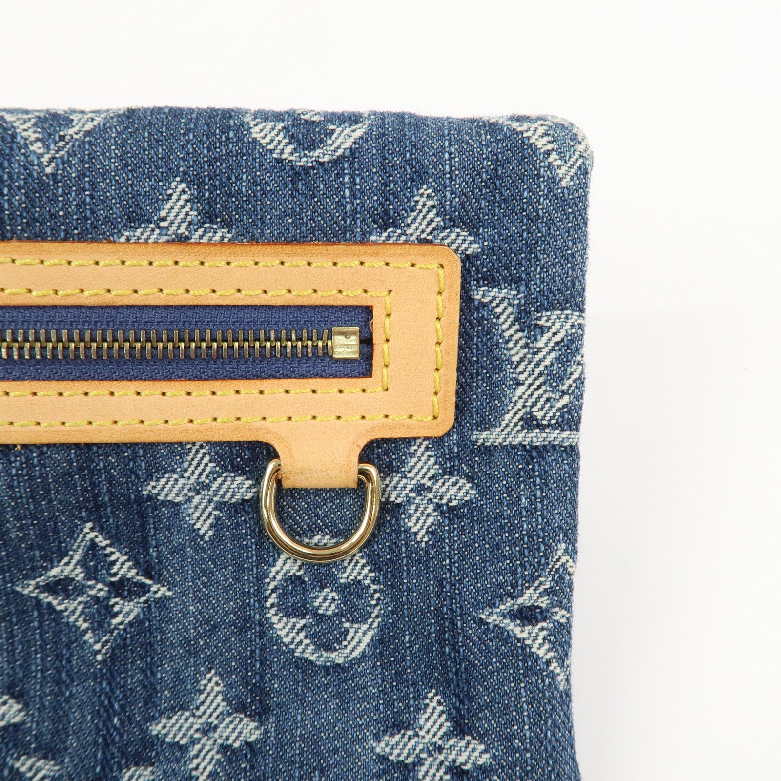 Louis Vuitton Monogram Denim Pochette Plat Pouch Clutch Bag M95007