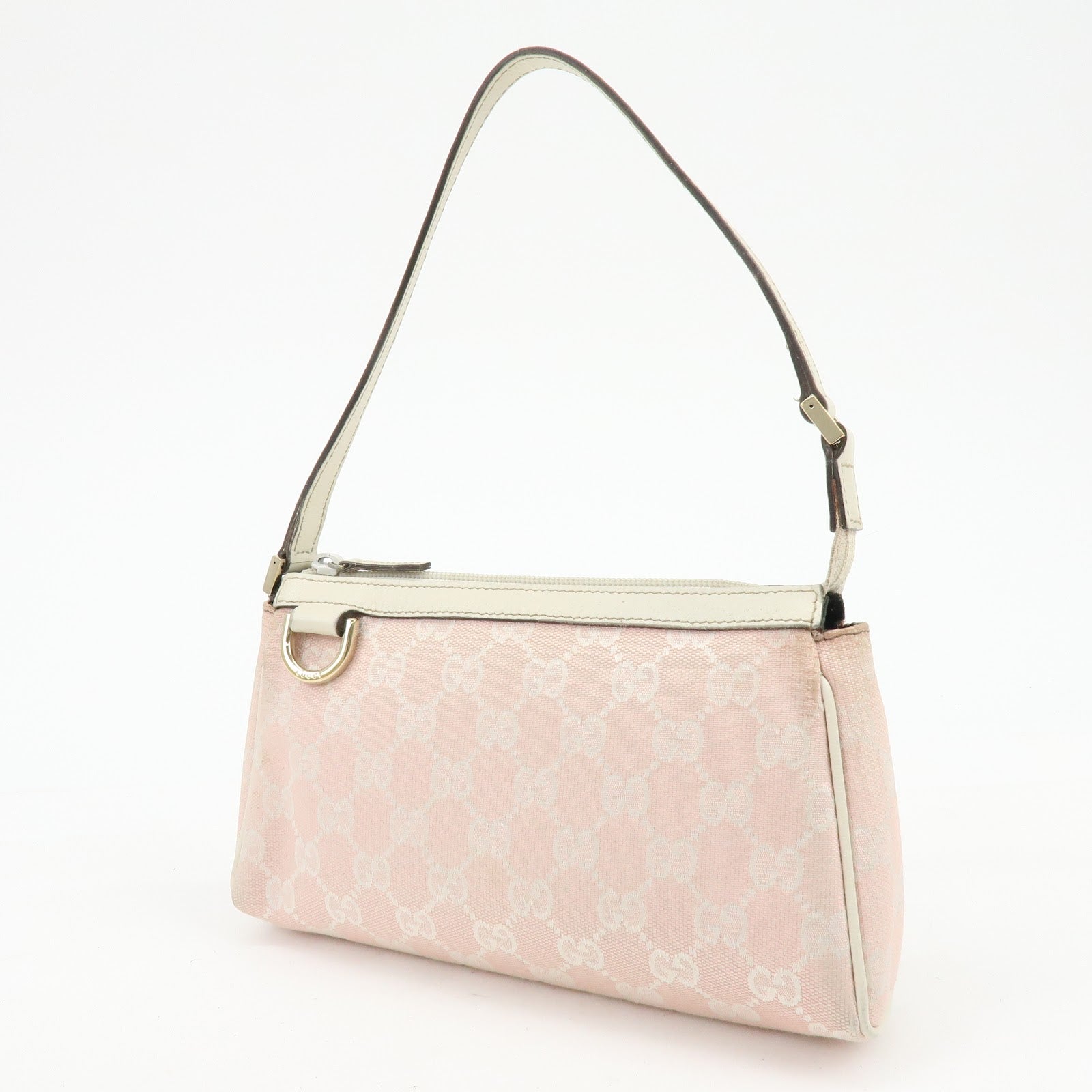 Gucci Abbey GG Canvas Leather Accessory Pouch Hand Bag Pink 145750