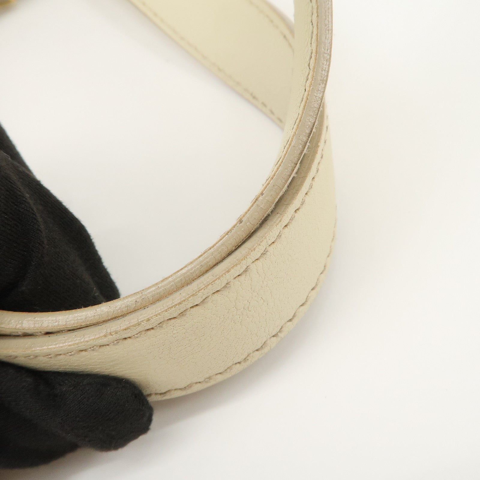 SAINT LAURENT PARIS Muse Leather Hand Bag Shoulder Bag Ivory