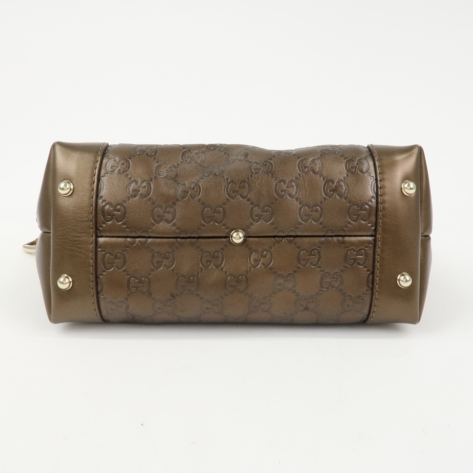 GUCCI Guccissima Bamboo Leather Shoulder Bag Hand Bag Bronze 269959