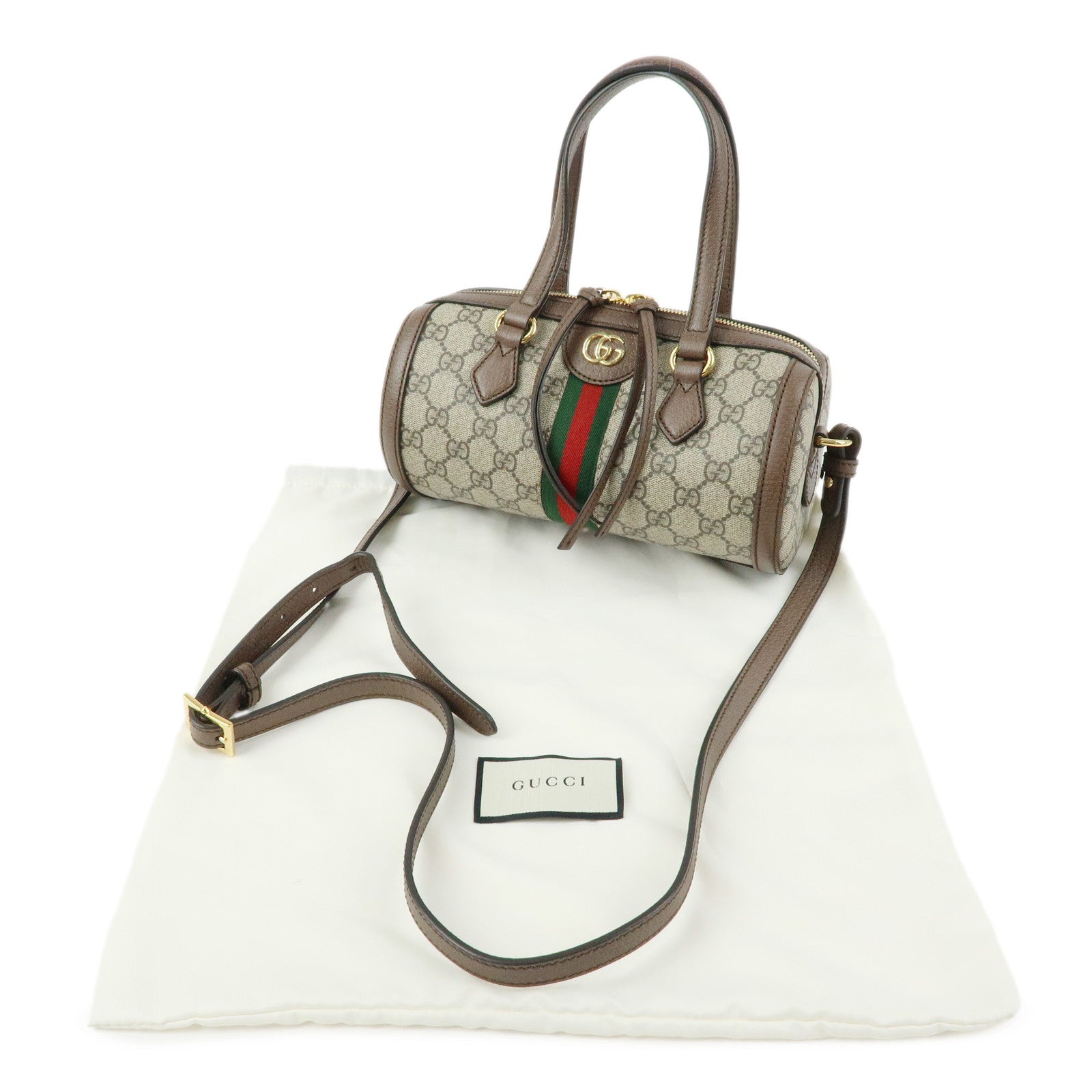 GUCCI Ophidia Sherry GG Supreme Leather Shoulder Bag Brown 602577