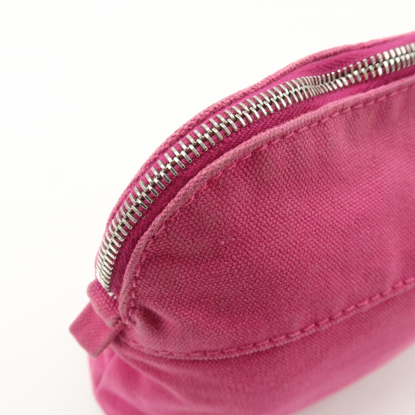 HERMES Set of 2 Leather Canvas Pouch Cosmetic Pouch Pink Yellow Used