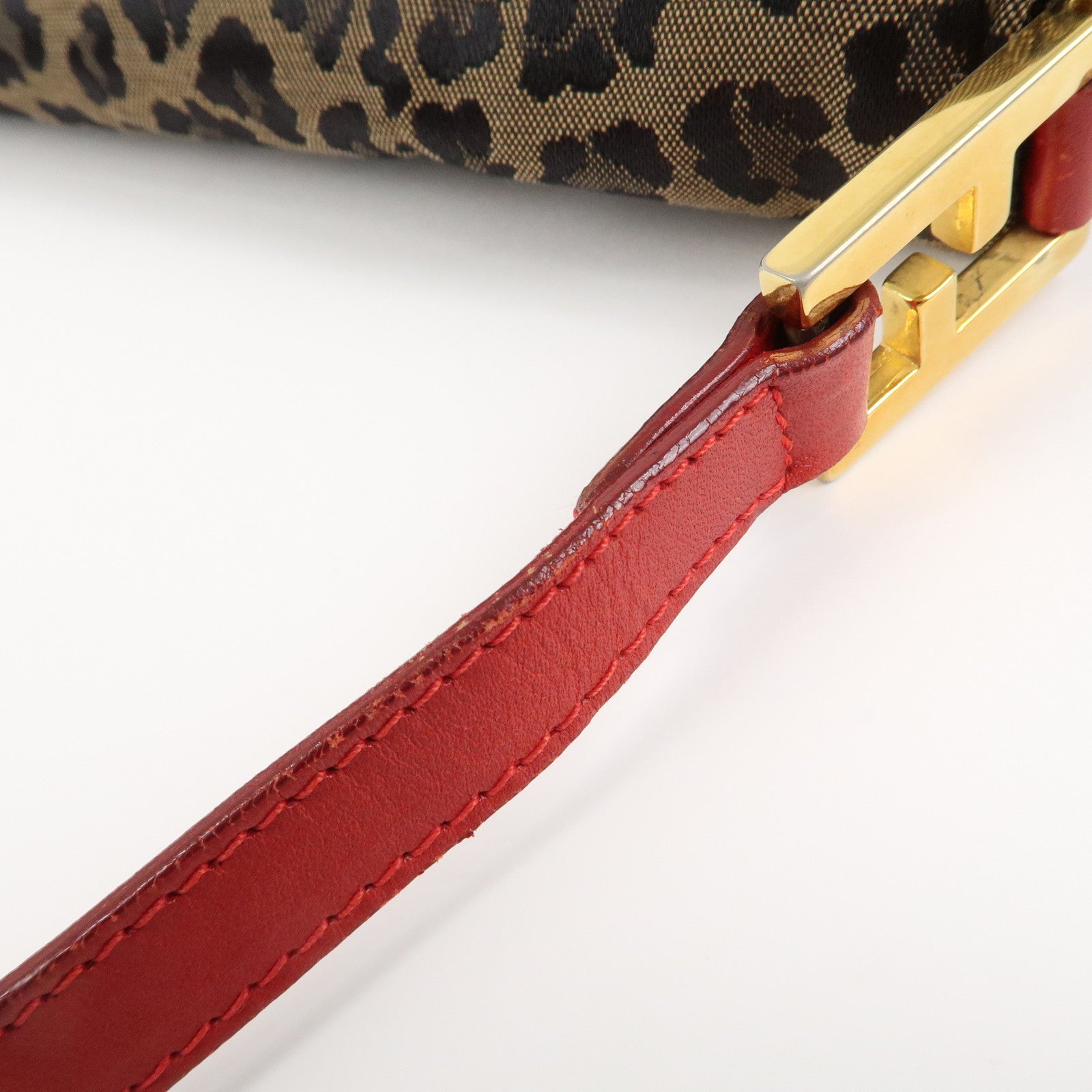 FENDI Canvas Leather Shoulder Bag Crossbody Bag Leopard 263570