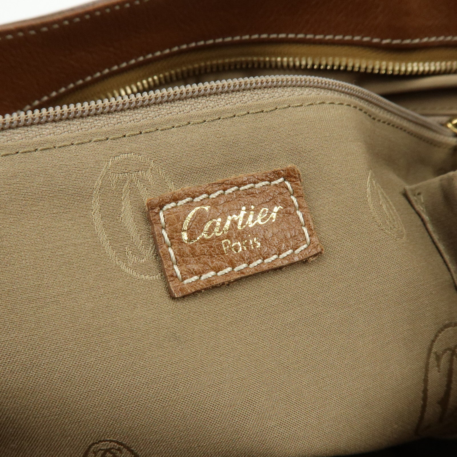 Cartier Marcello de Cartier Leather Hand Bag Tote Bag Brown