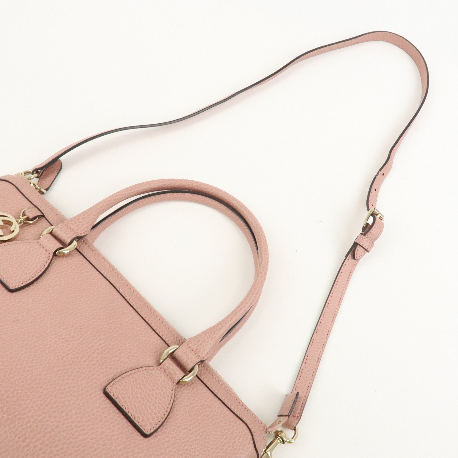 GUCCI Interlocking G Leather 2Way Hand Bag Shoulder Bag Pink 449659