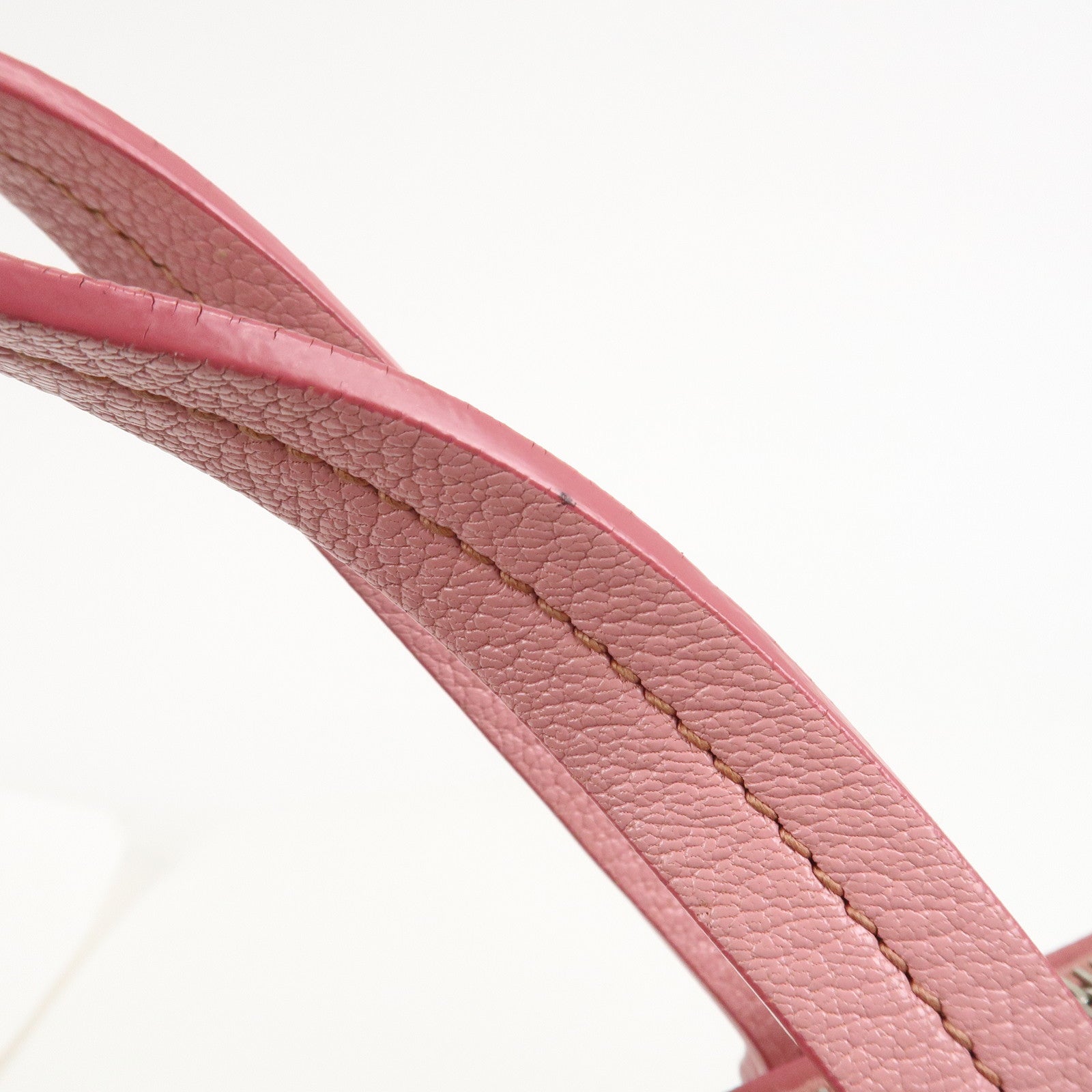 MIU MIU Logo Madras Leather Hand Bag Tote Bag Pink
