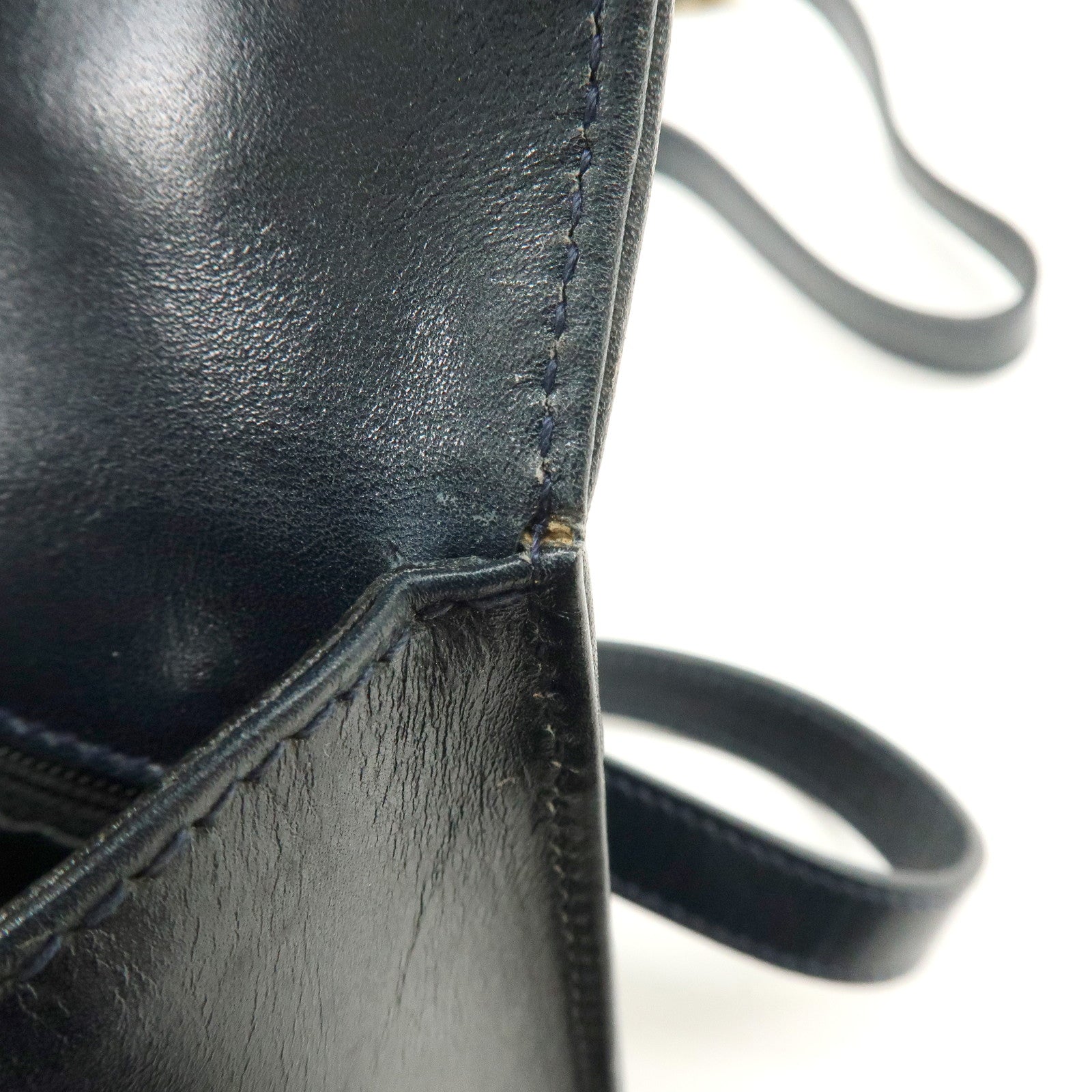Ferragamo Gancini Leather Shoulder Bag Crossbody Bag Navy