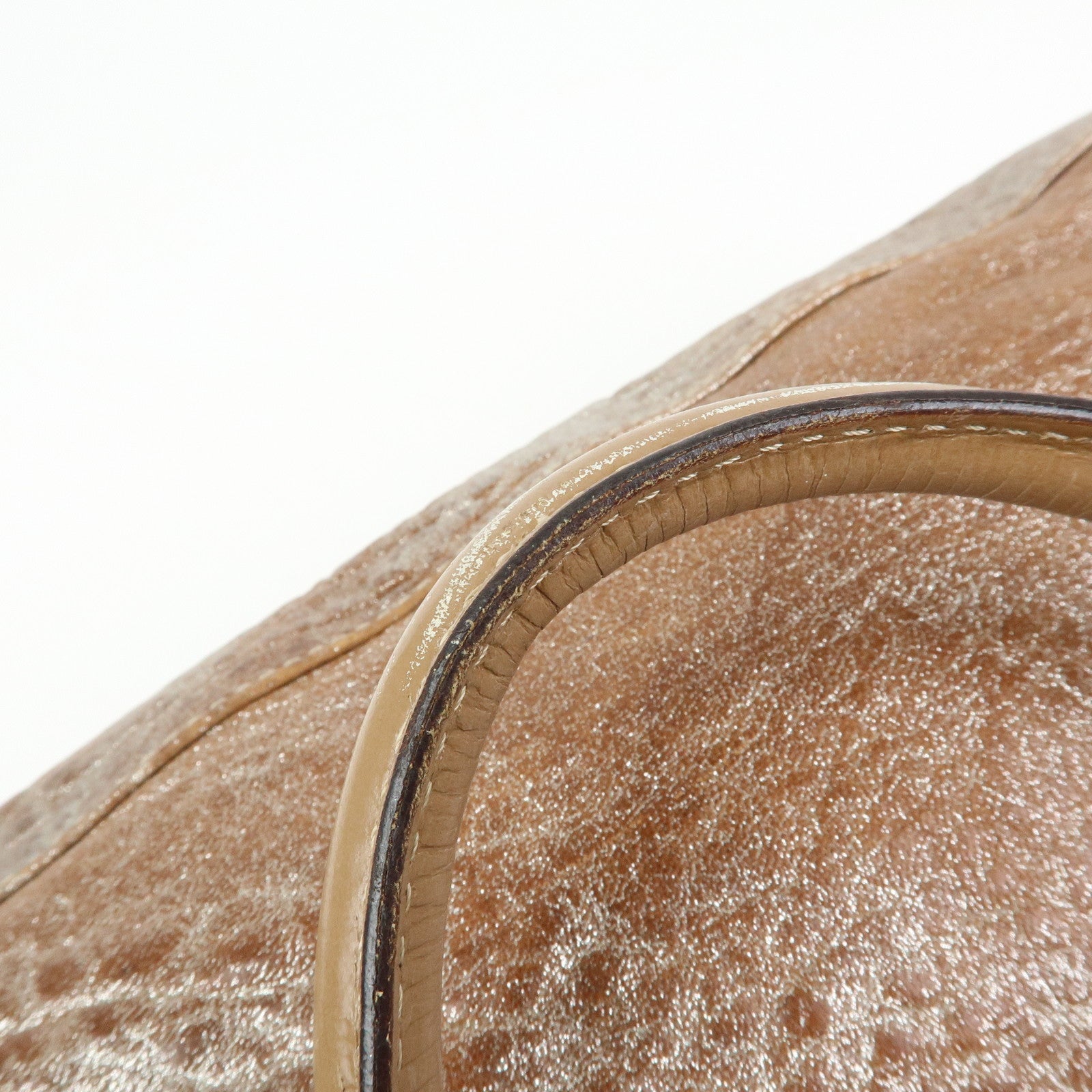 FENDI Ethnico Leather Tote Bag Shoulder Bag Camel 8BN162