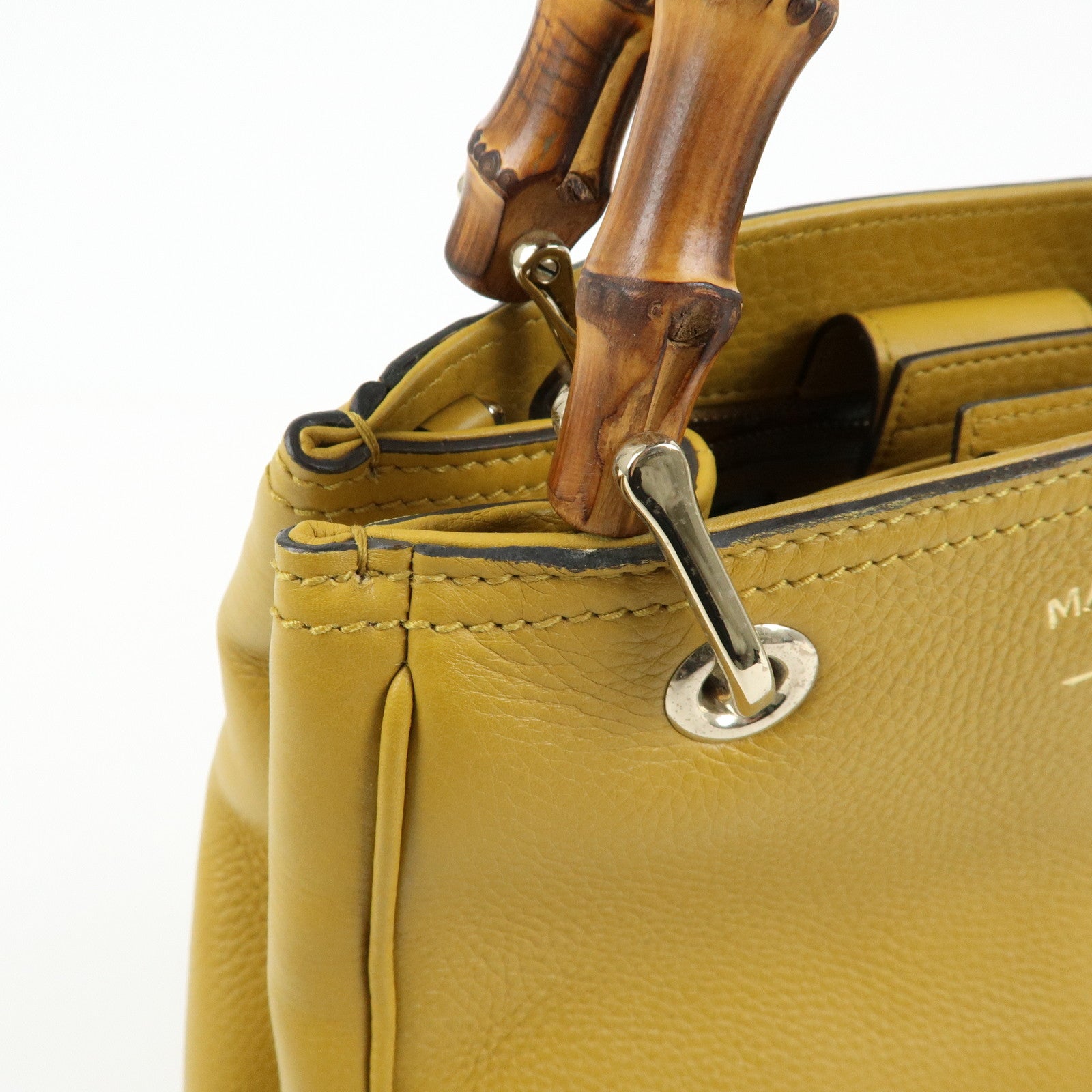 GUCCI Bamboo Leather 2Way Bag GUCCI 50years in Japan Mustard 336032