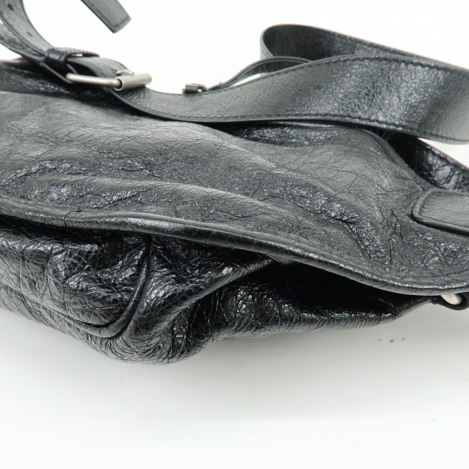 BALENCIAGA Neo Lift Leather Waist Bag Body Bag Black 542013