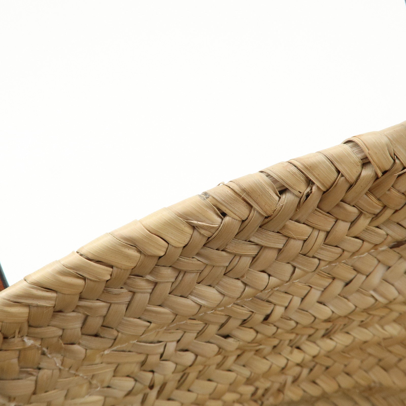 LOEWE Anagram Raffia Leather Basket Bag Hand Bag Natural Brown 2435