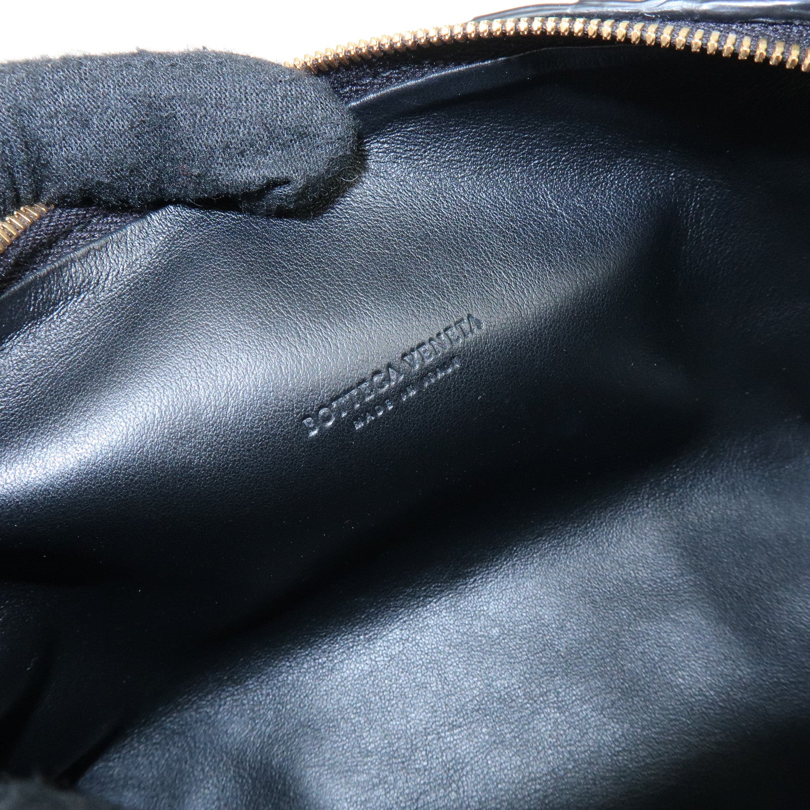 BOTTEGA VENETA Intrecciato Leather Shoulder Bag Crossbody Bag Black