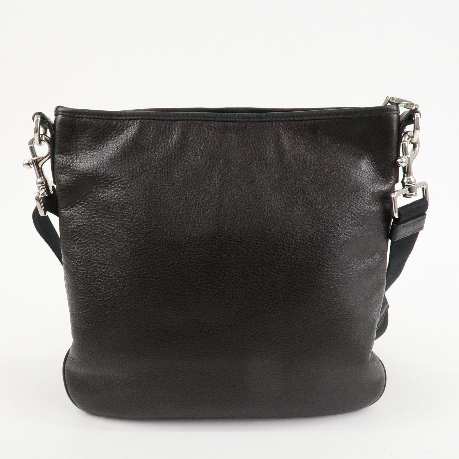 LOEWE Anagram Leather Shoulder Bag Dark Brown Used