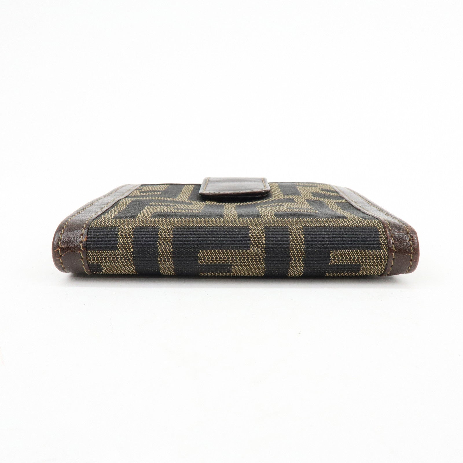 FENDI Zucca Canvas Leather Compact Wallet Brown 2251-01695-079