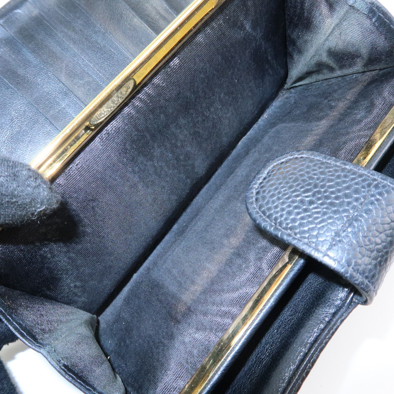 CHANEL COCO Mark Caviarskin Bi-Fold Long Wallet Black A13498