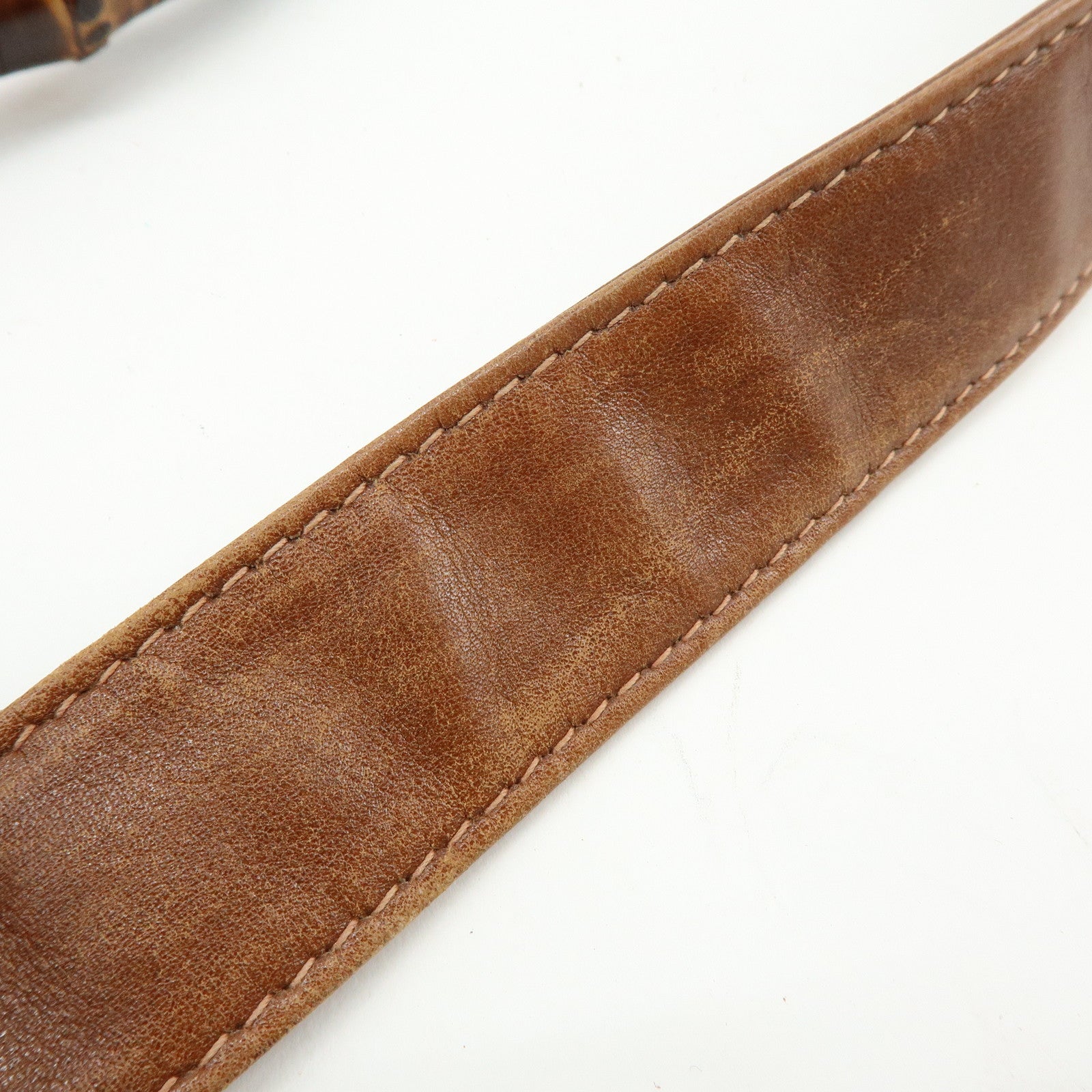 GUCCI Bamboo Leather 2Way Bag Shoulder Bag Brown 001.3444