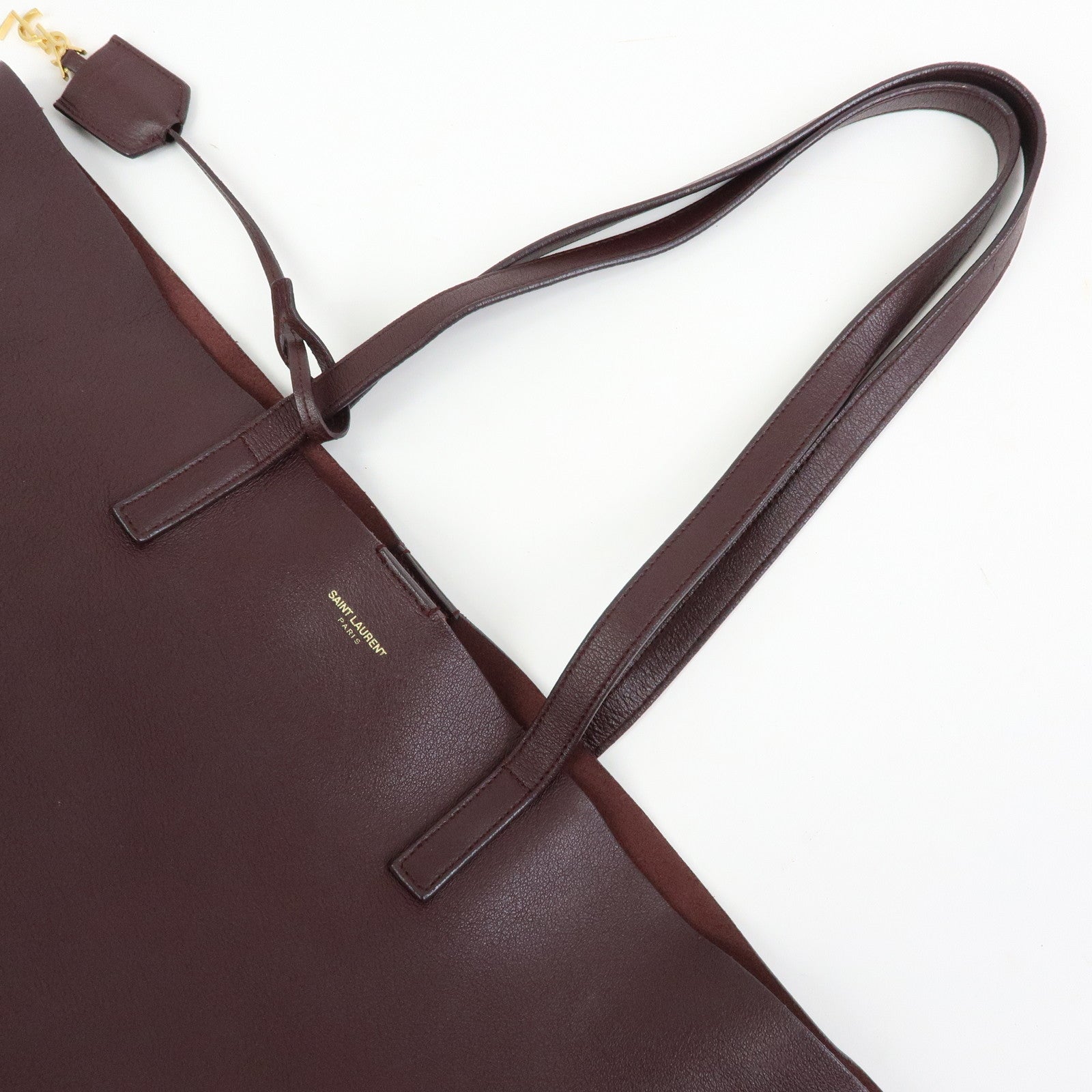 SAINT LAURENT PARIS Calf Leather Tote Shoulder Bag Bordeaux 394195