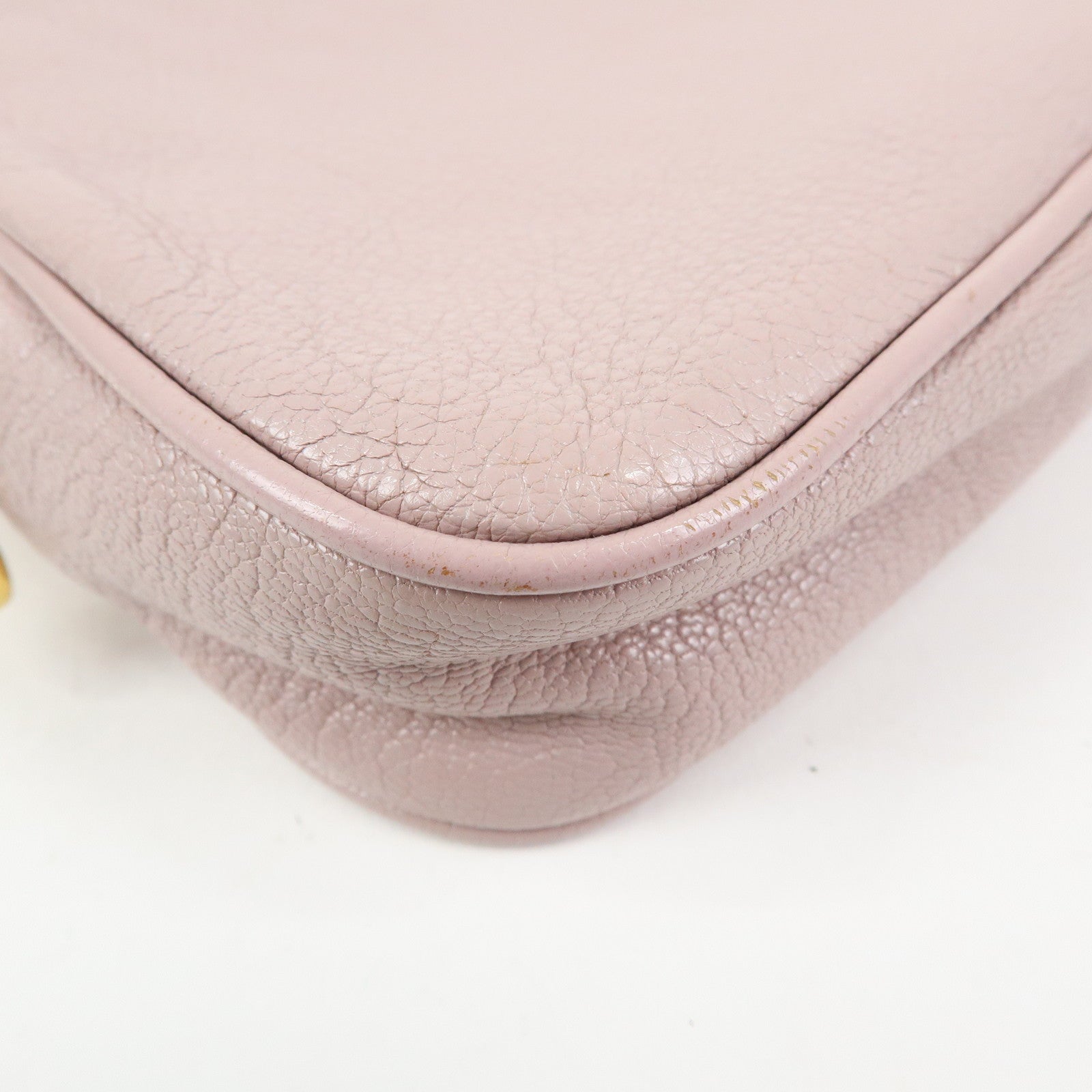 MIU MIU Logo Madras Leather Mini Shoulder Bag Light Purple
