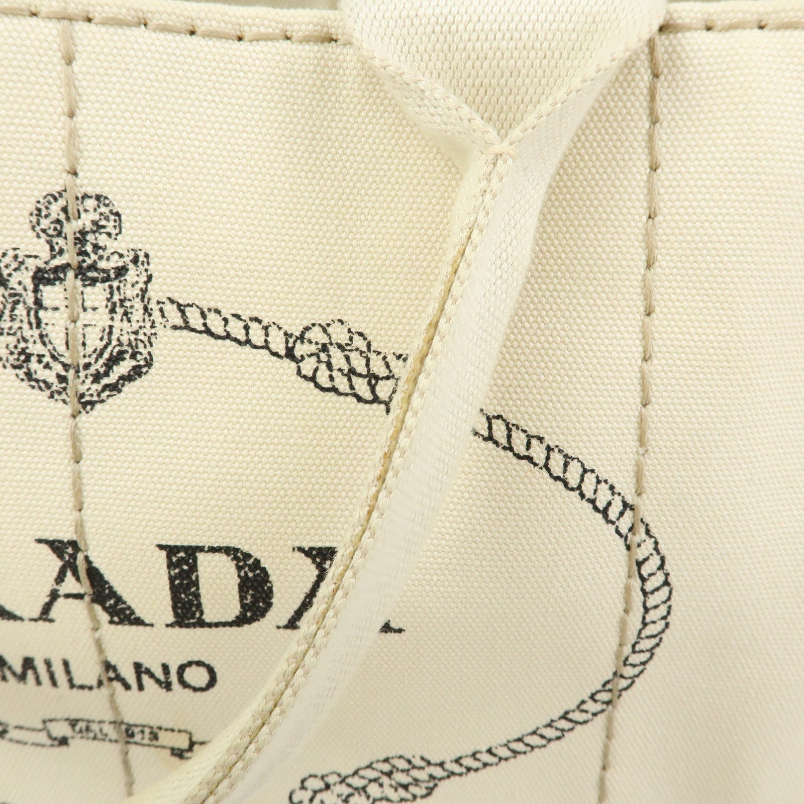 PRADA Canapa Canvas 2Way Bag Tote Bag Hand Bag White BN1877
