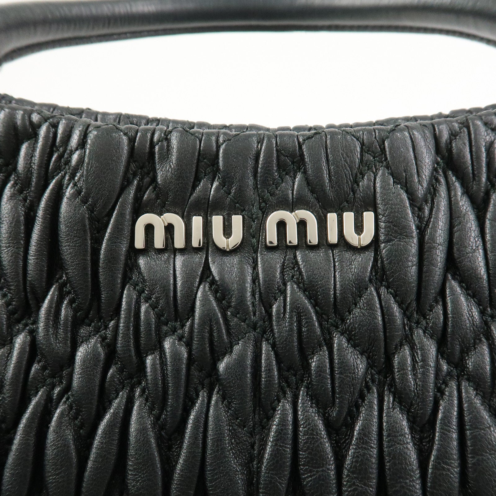 MIU MIU Matelasse Nappa Crystal 2Way Shoulder Bag Black 5BE896