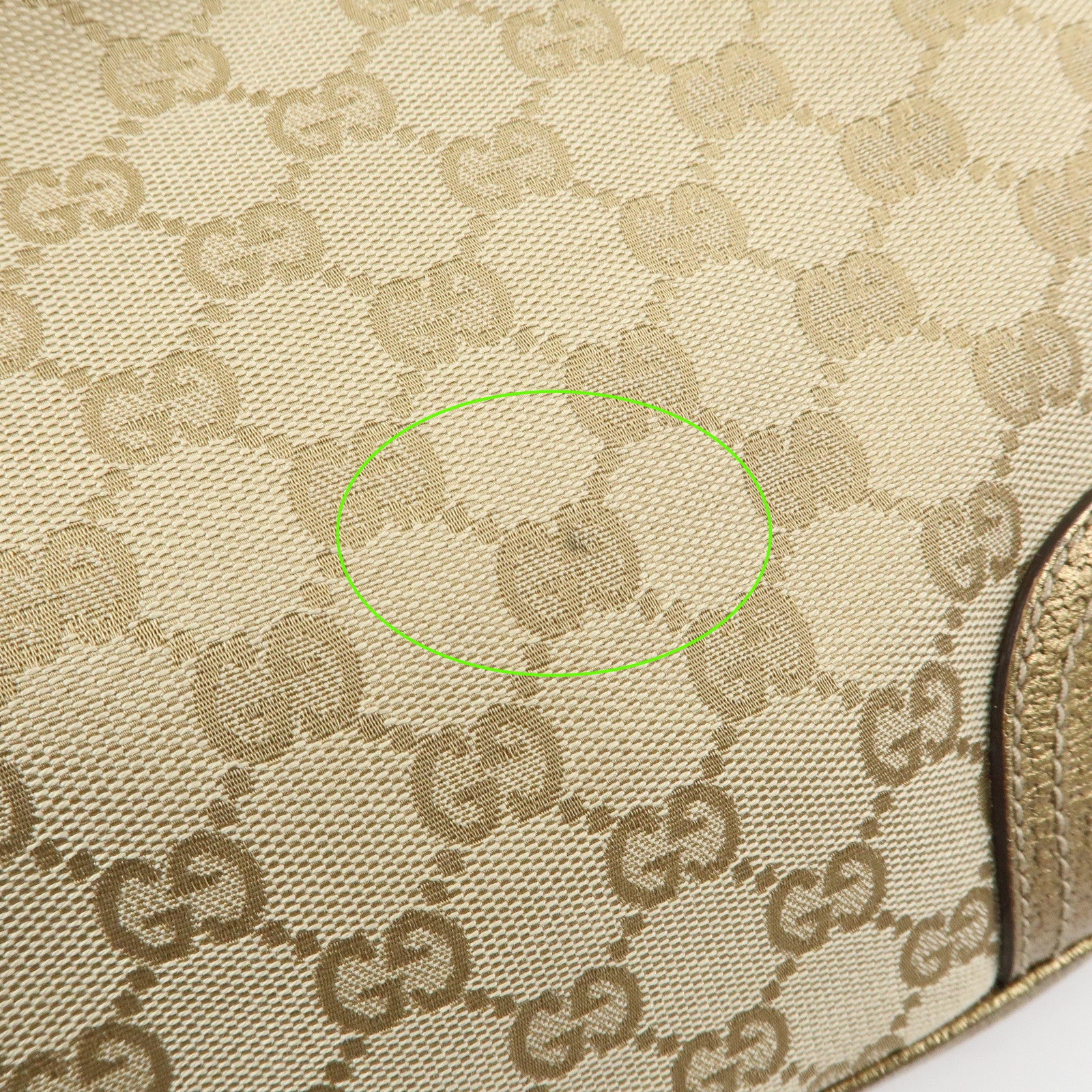 GUCCI Princy GG Canvas Leather Tote Shoulder Bag Beige Gold 163805