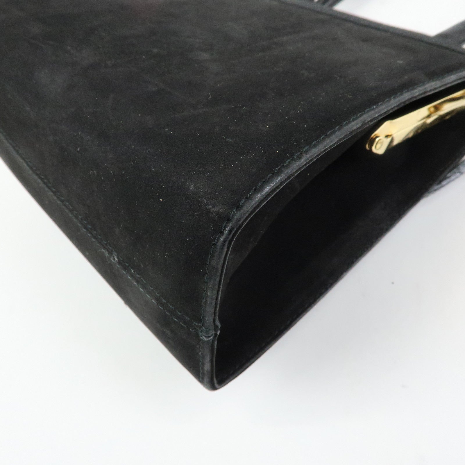 Ferragamo Varra Ribbon Suede Leather 2Way Bag Hand Bag Black