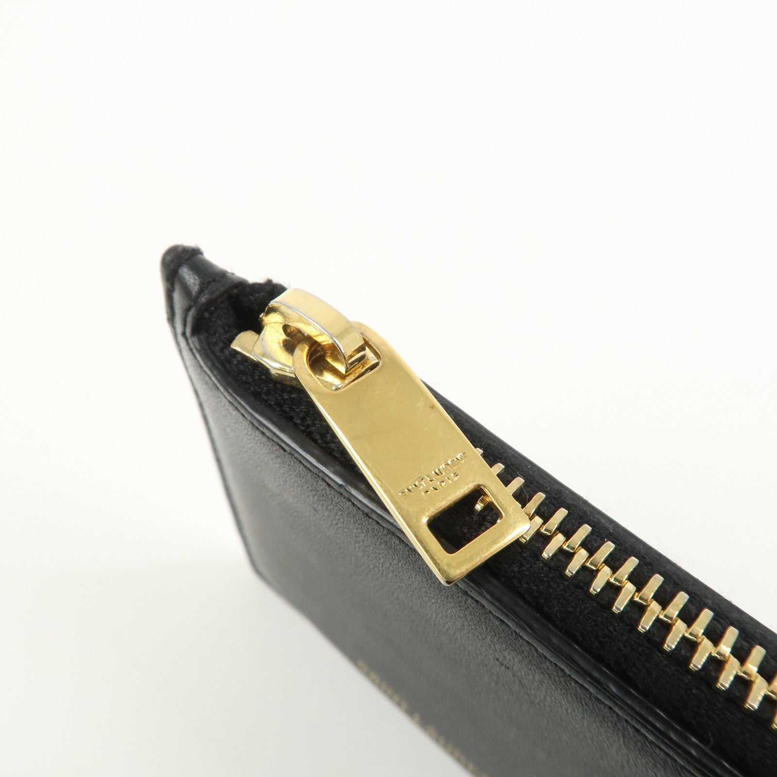SAINT LAURENT PARIS Leather Card Case Card Holder Black 458583
