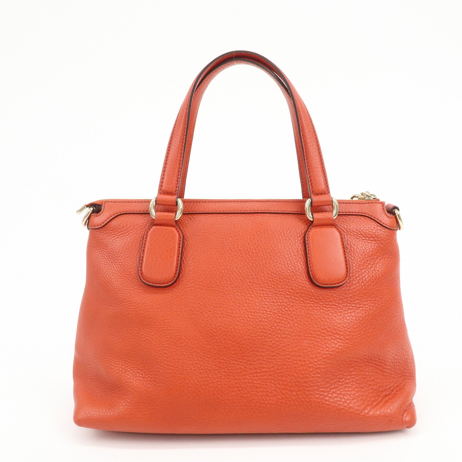 GUCCI SOHO Interlocking G Leather 2Way Hand Bag Orange 308362