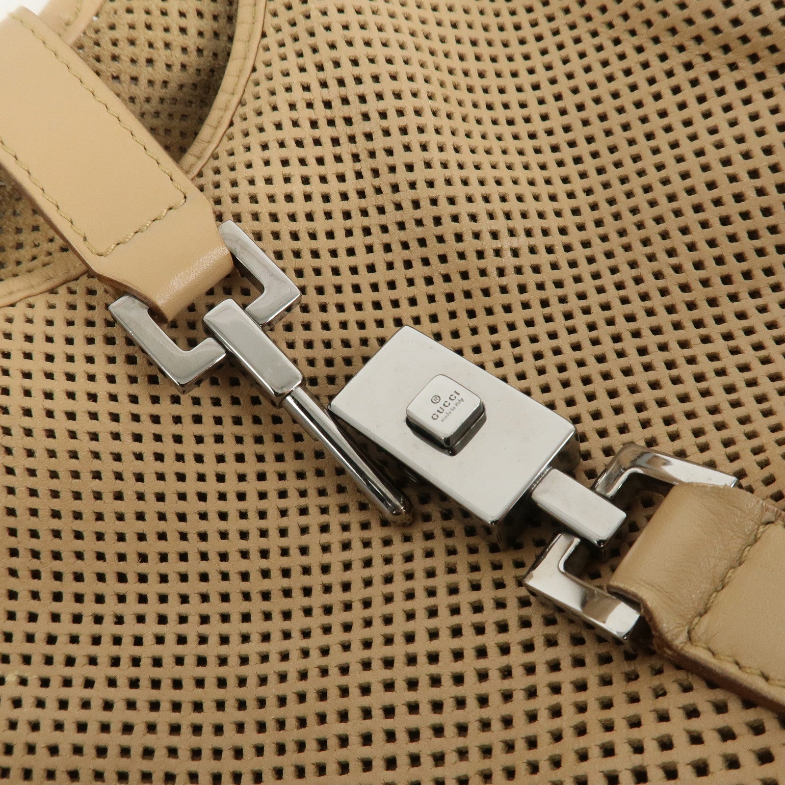 GUCCI Jackie Leather Shoulder Bag Hand Bag Beige 01719