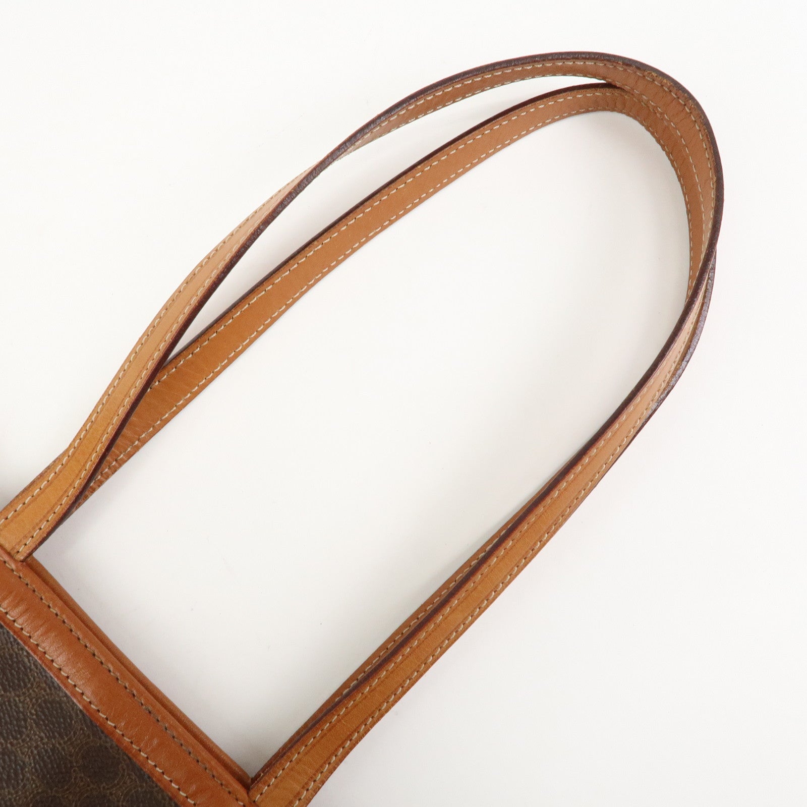 CELINE Macadam PVC Canvas Leather Tote Bag Shoulder Bag Brown