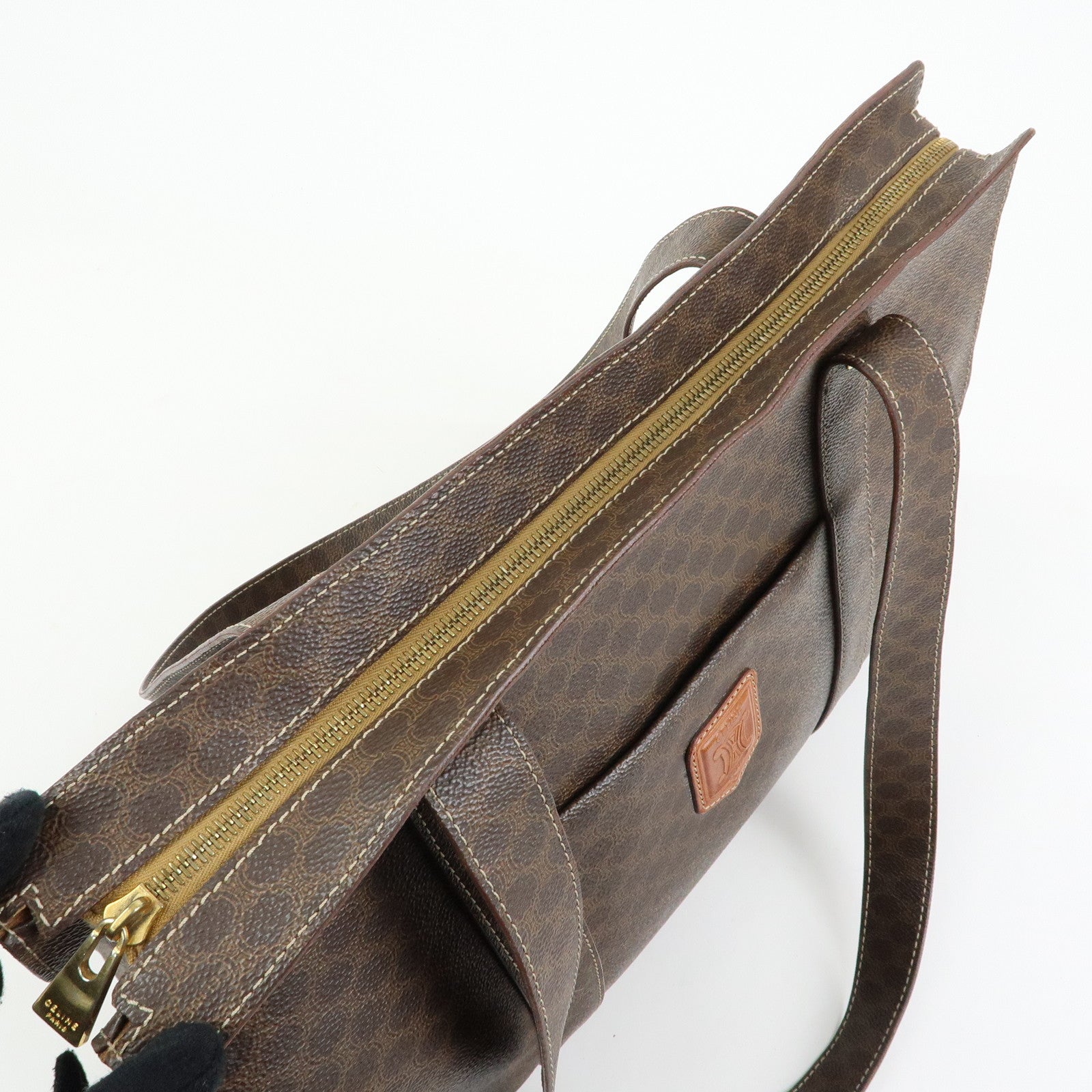 CELINE Macadam PVC Leather Tote Bag Shoulder Bag Brown