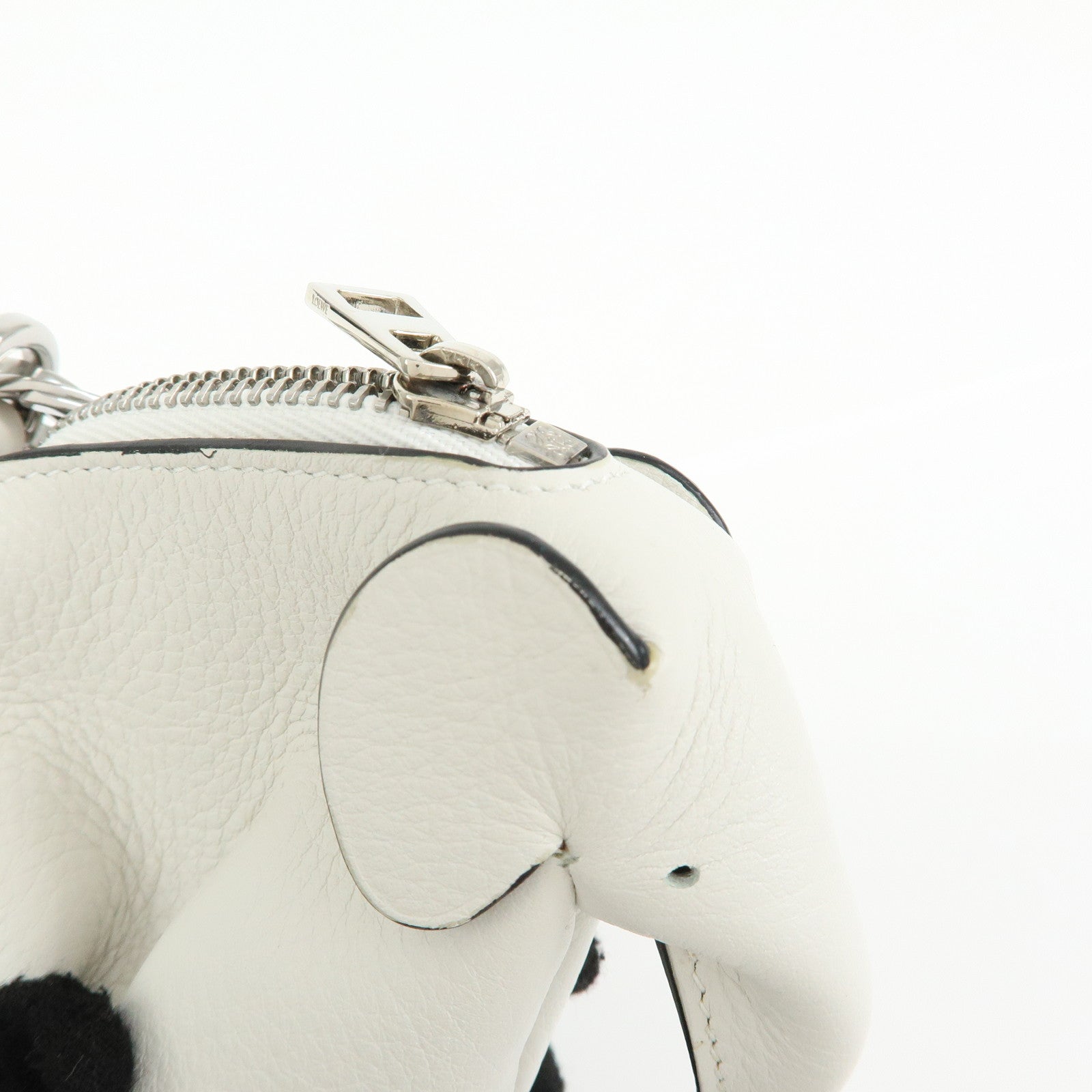 LOEWE Calf Leather Elephant Coin Case Coin Purse White
