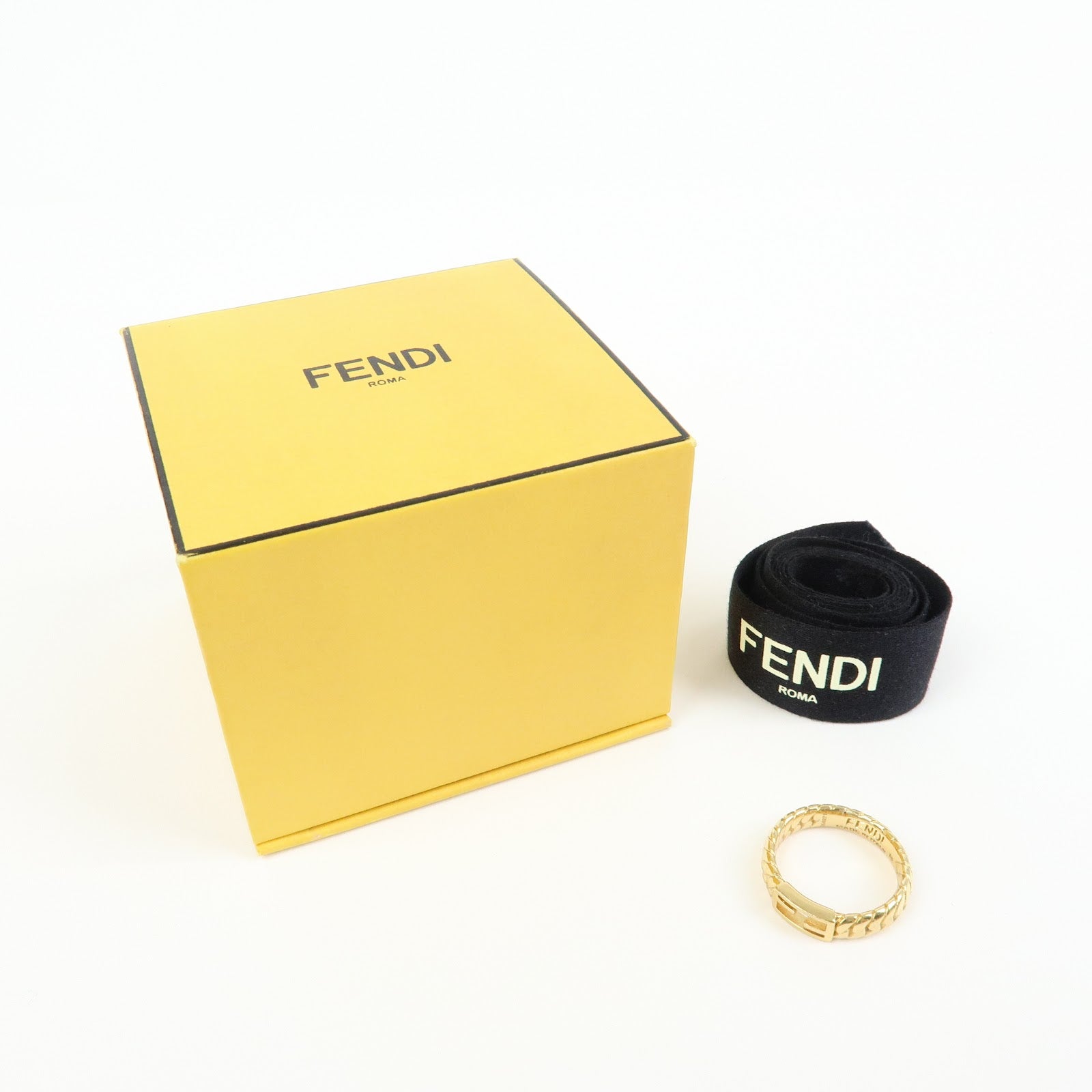 FENDI Baguette Ring Metal Ring Gold Size M US7 EU54 HK15