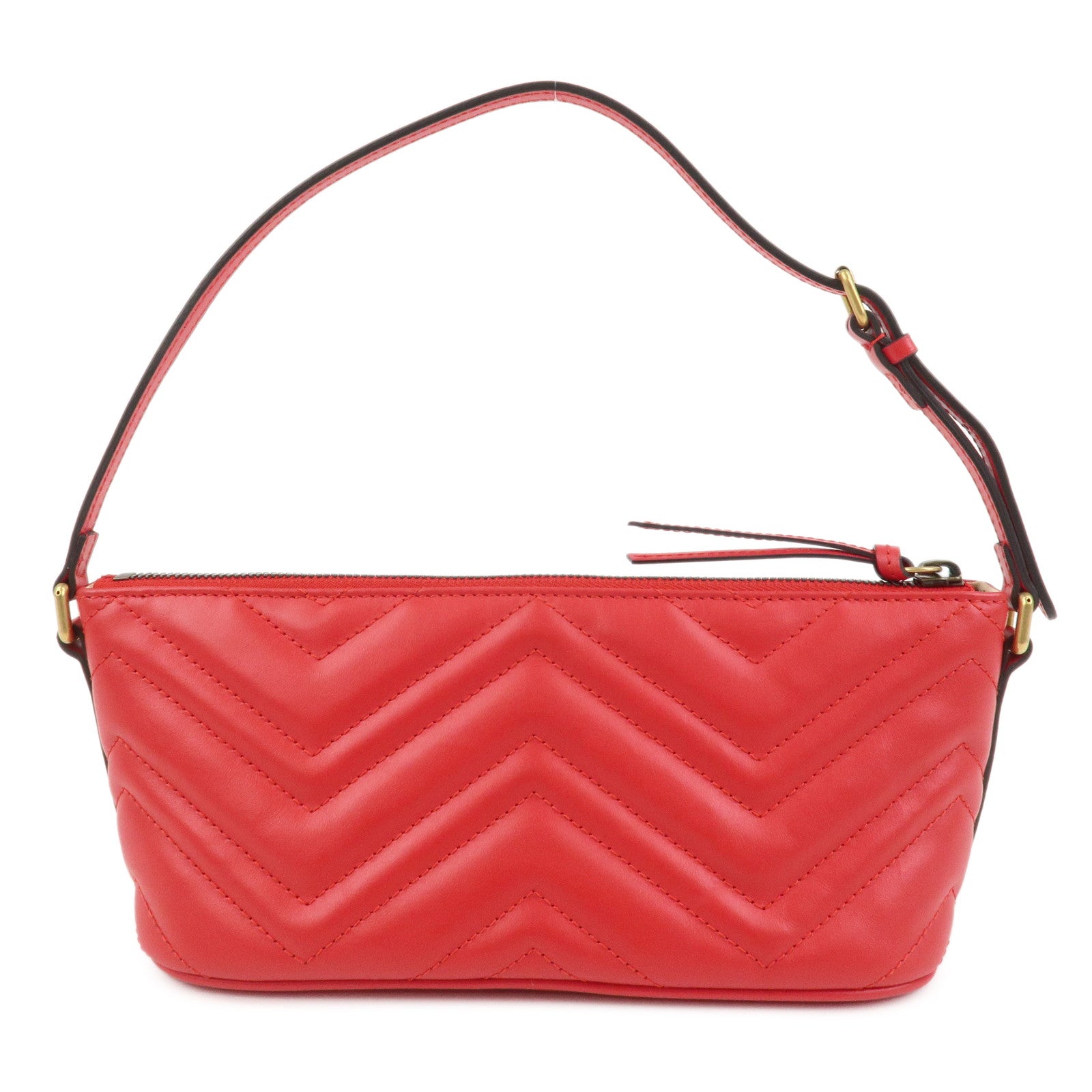 GUCCI GG Marmont Boat Bag Leather Shoulder Bag Red 739166