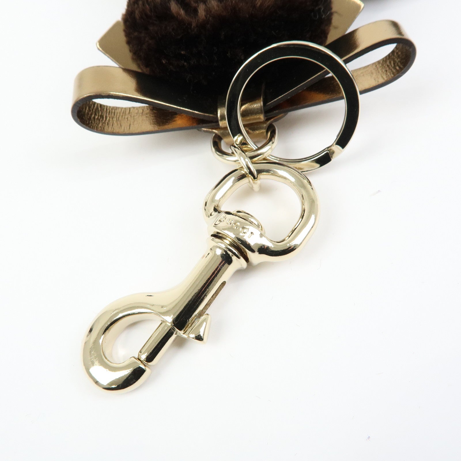 GUCCI Gucciori GG Supreme Leather Lulu Toy Poodle Bag Charm Brown