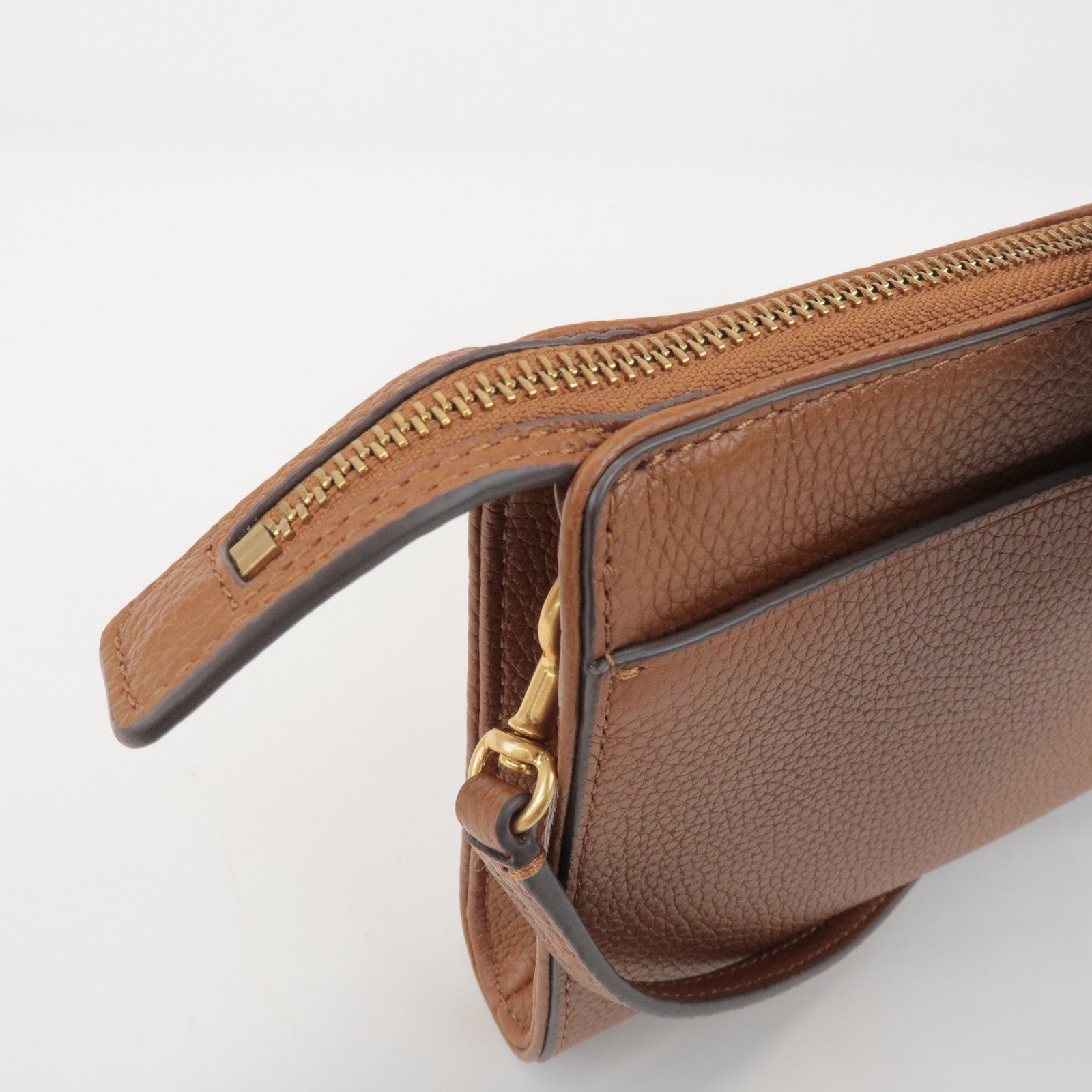 TORY BURCH Double T Leather Shoulder Bag Crossbody Bag Brown