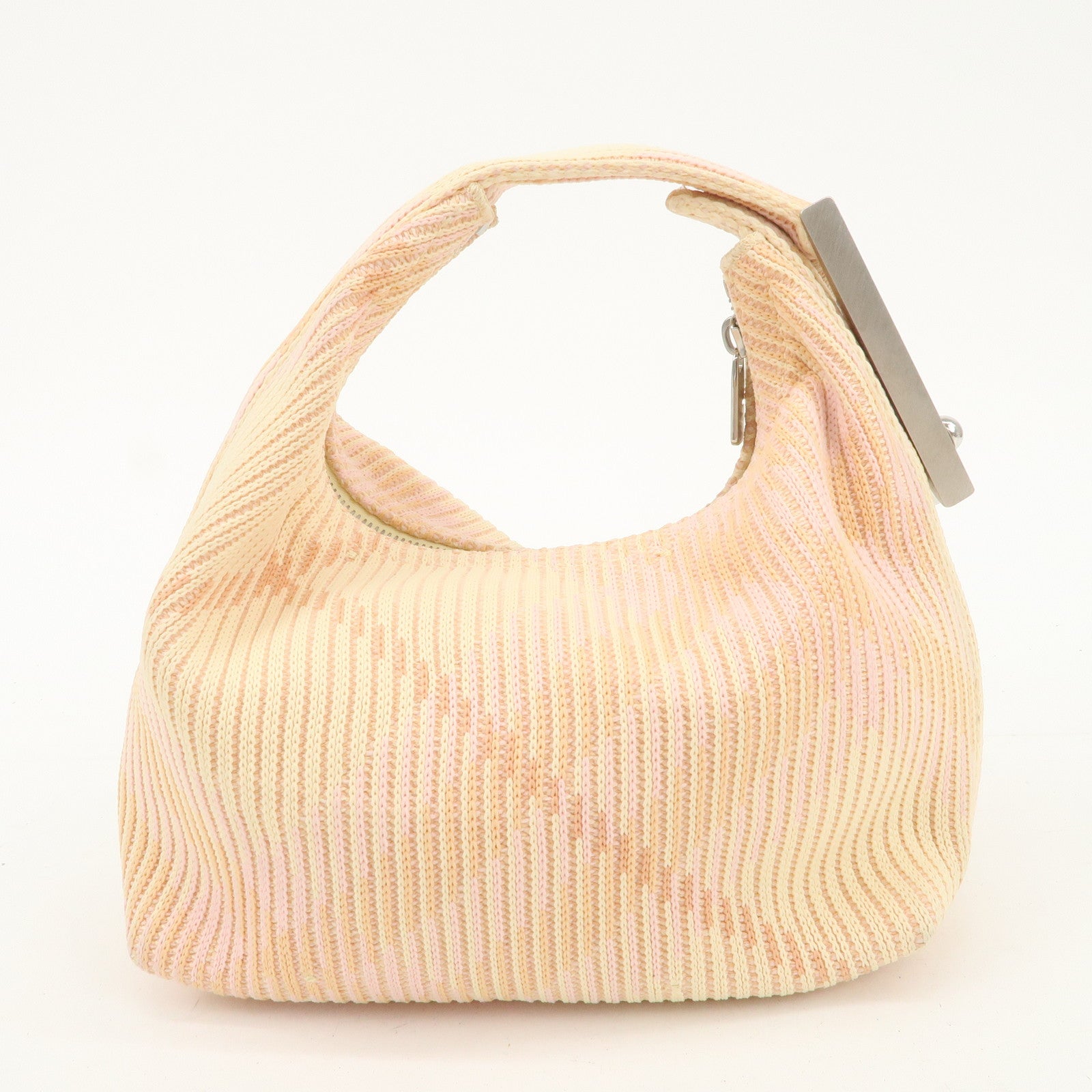BURBERRY Cotton Mini Peg Duffle Hand Bag Beige Pink Yellow Used