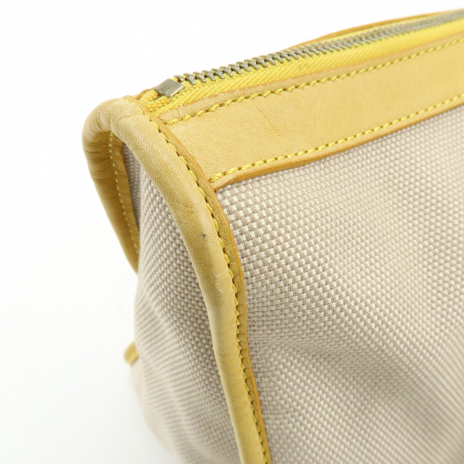 FENDI Zucca Canvas Leather Tote Bag Hand Bag Yellow Beige 8BN141MZH