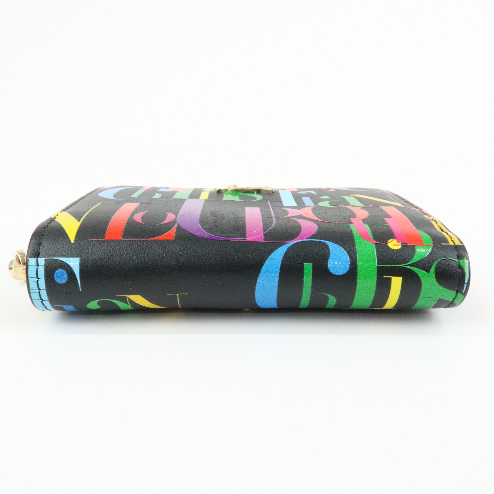 希少 Christian Louboutin マルチカラー ケース Christian Louboutin Leather Card Case Coin Case Black Multicolor