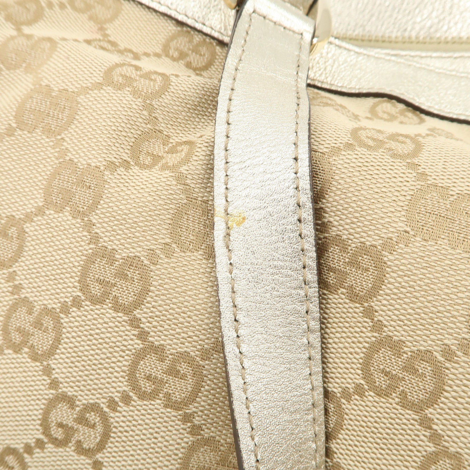 GUCCI Abbey GG Canvas Tote Bag Hand Bag Beige Gold 17004