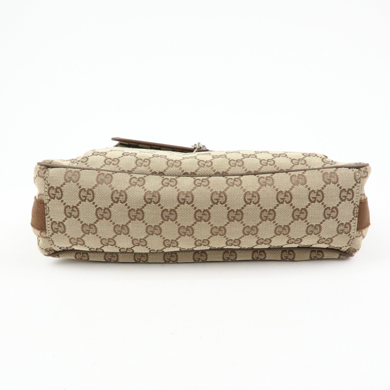 GUCCI GG Canvas Leather Shoulder Crossbody Bag Beige Brown 90474