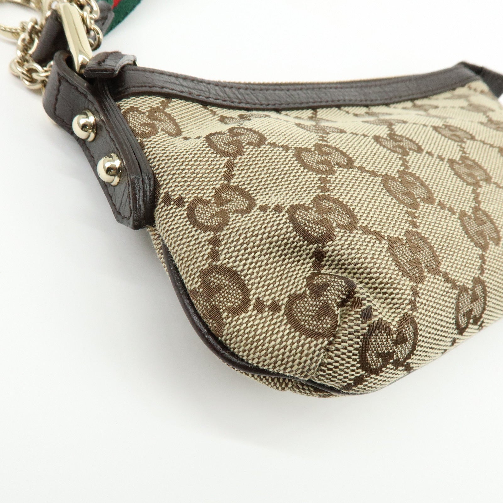 GUCCI Sherry GG Canvas Leather Pouch Jackie Charm Beige 152507
