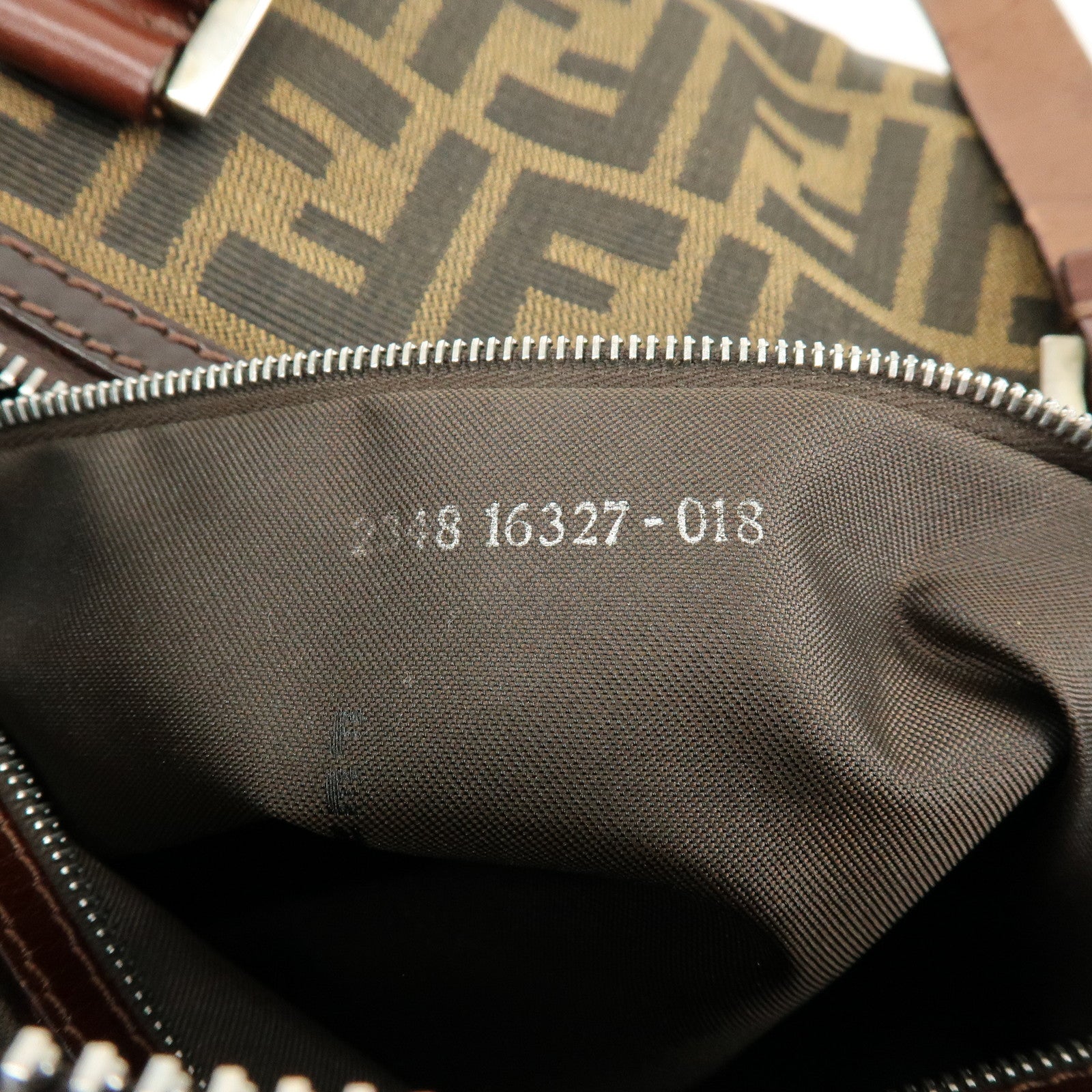 FENDI Zucca Canvas Leather Boston Bag Hand Bag Brown 16327